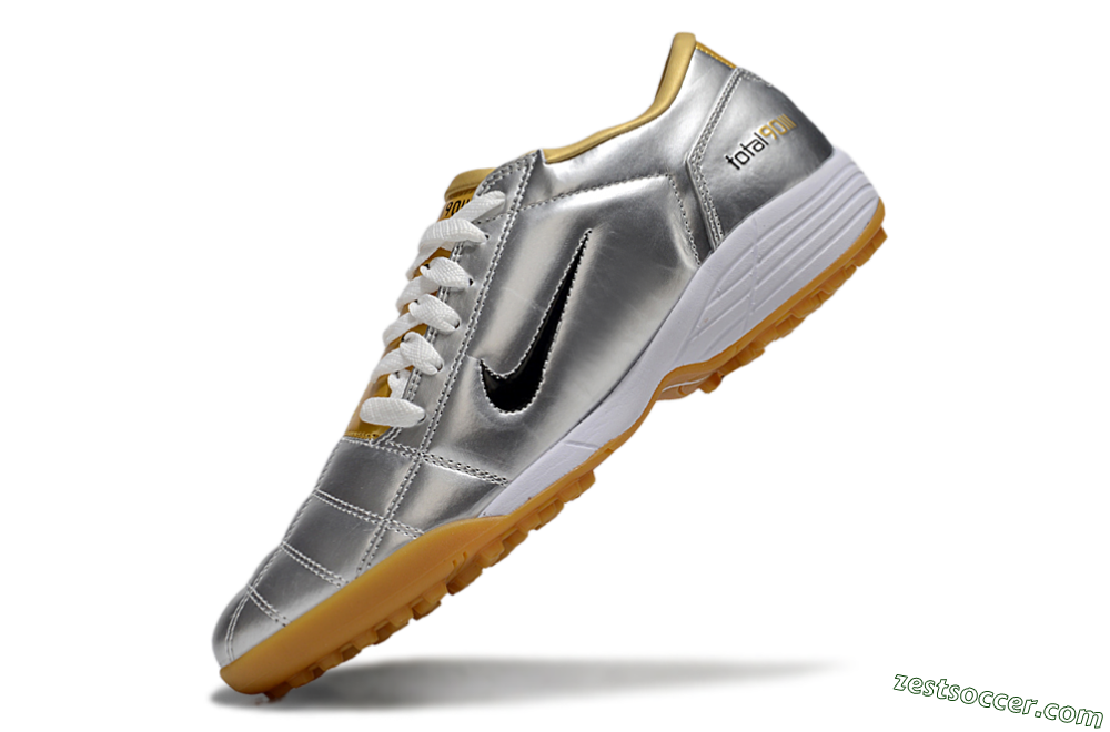 Nike Total 90 II TF Low-Tops Soccer Shoes - Silver/Black/White 5