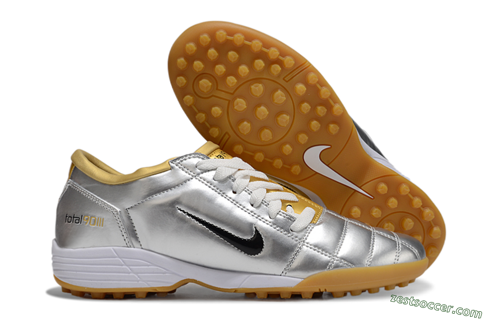 Nike Total 90 II TF Low-Tops Soccer Shoes - Silver/Black/White 0