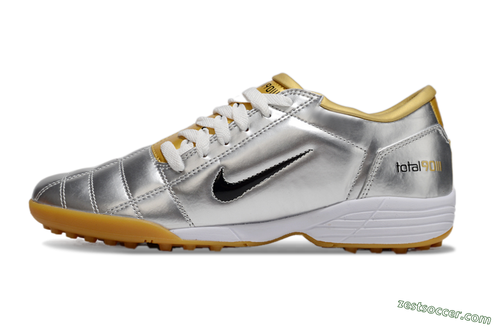 Nike Total 90 II TF Low-Tops Soccer Shoes - Silver/Black/White 2