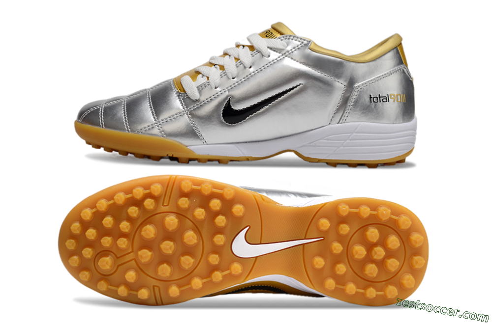 Nike Total 90 II TF Low-Tops Soccer Shoes - Silver/Black/White 1