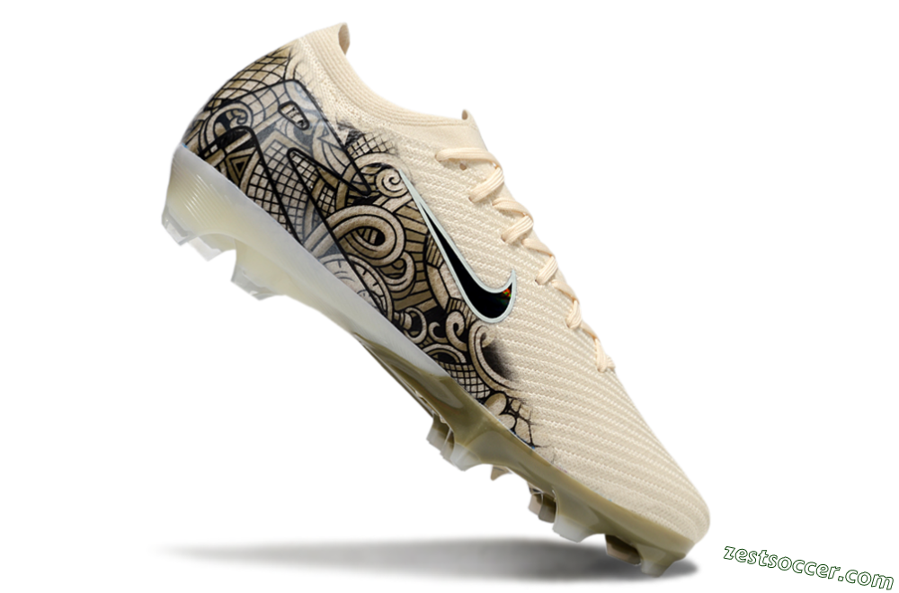 Nike Air Zoom Mercurial Vapor 16 Elite FG Low-Tops Soccer Cleats - Beige/Black/White 4