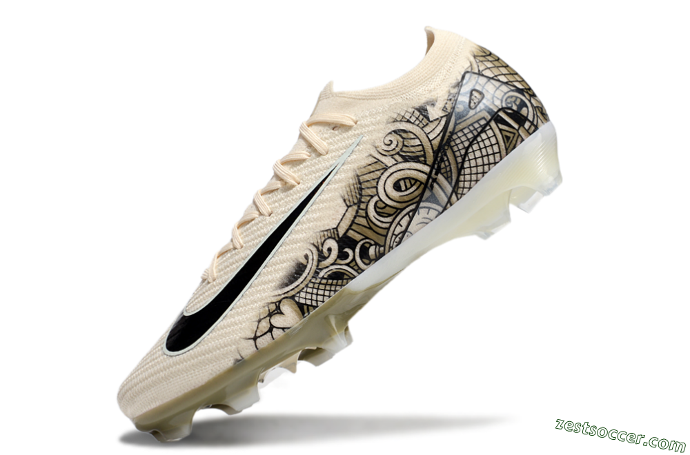 Nike Air Zoom Mercurial Vapor 16 Elite FG Low-Tops Soccer Cleats - Beige/Black/White 5