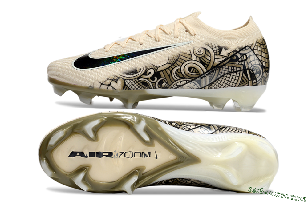Nike Air Zoom Mercurial Vapor 16 Elite FG Low-Tops Soccer Cleats - Beige/Black/White 1