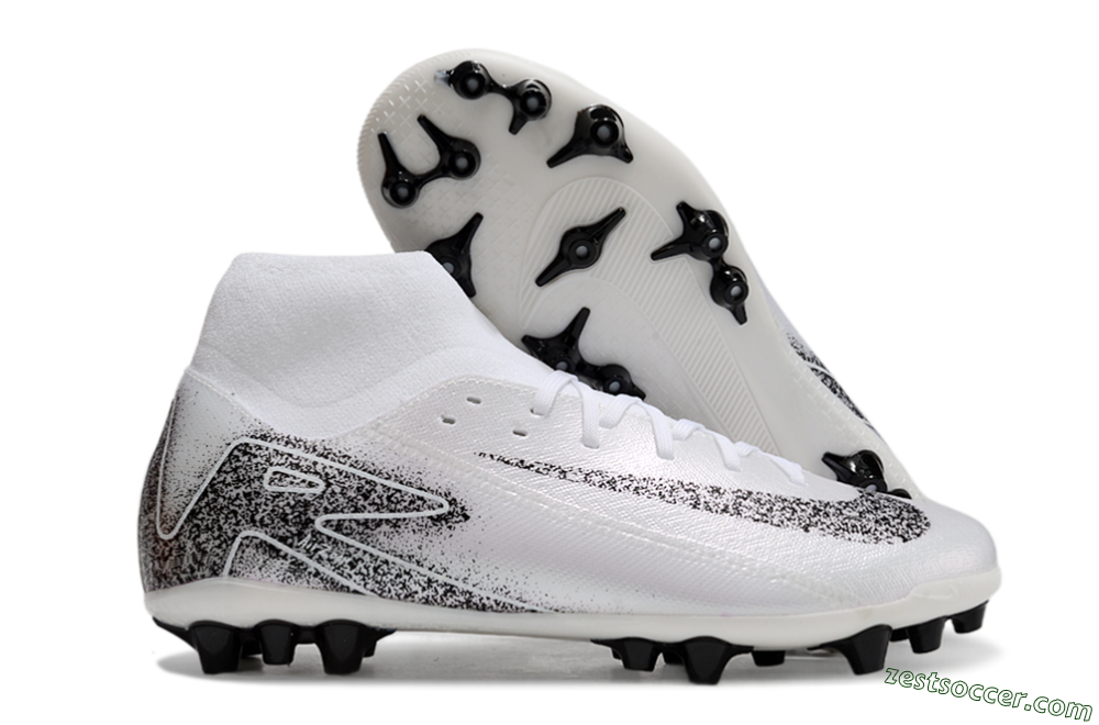 Nike Air Zoom Mercurial Superfly 10 Acadamy AG High-Tops Soccer Cleats - White/Black 0