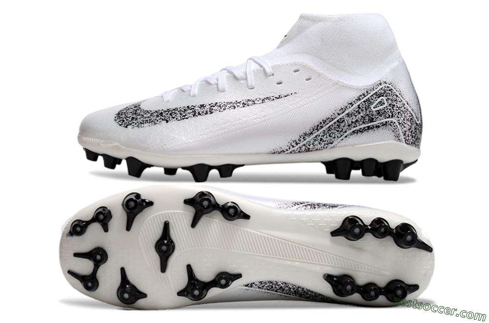 Nike Air Zoom Mercurial Superfly 10 Acadamy AG High-Tops Soccer Cleats - White/Black 1