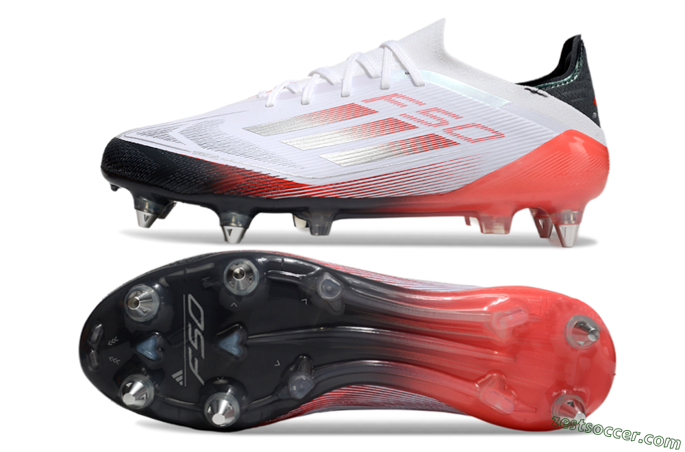 Adidas F50 Elite SG Low-Tops Soccer Cleats - White/Silver/Red/Black 1