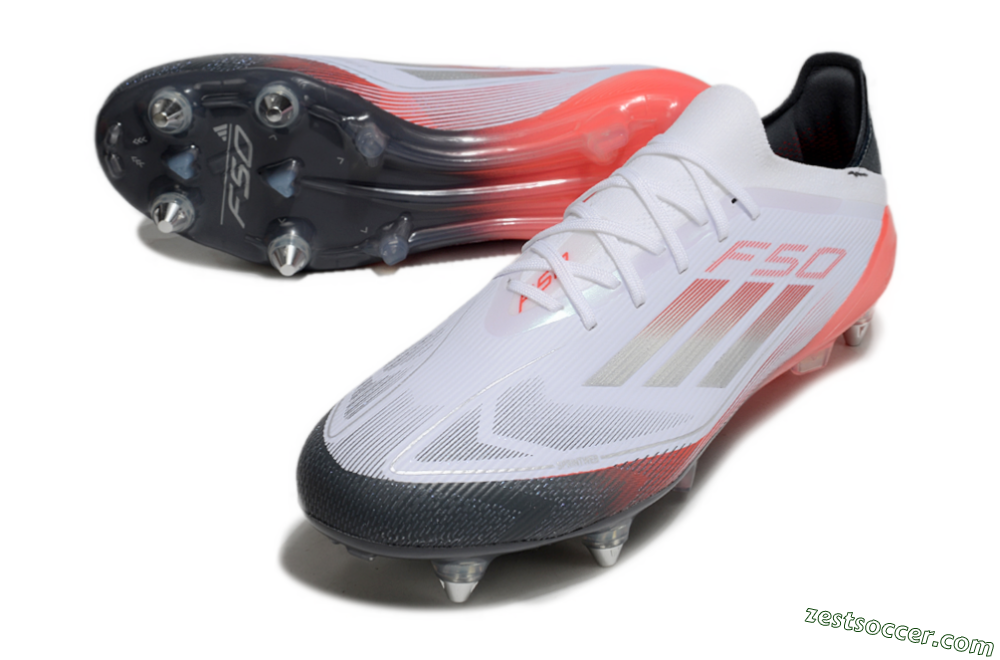 Adidas F50 Elite SG Low-Tops Soccer Cleats - White/Silver/Red/Black 3