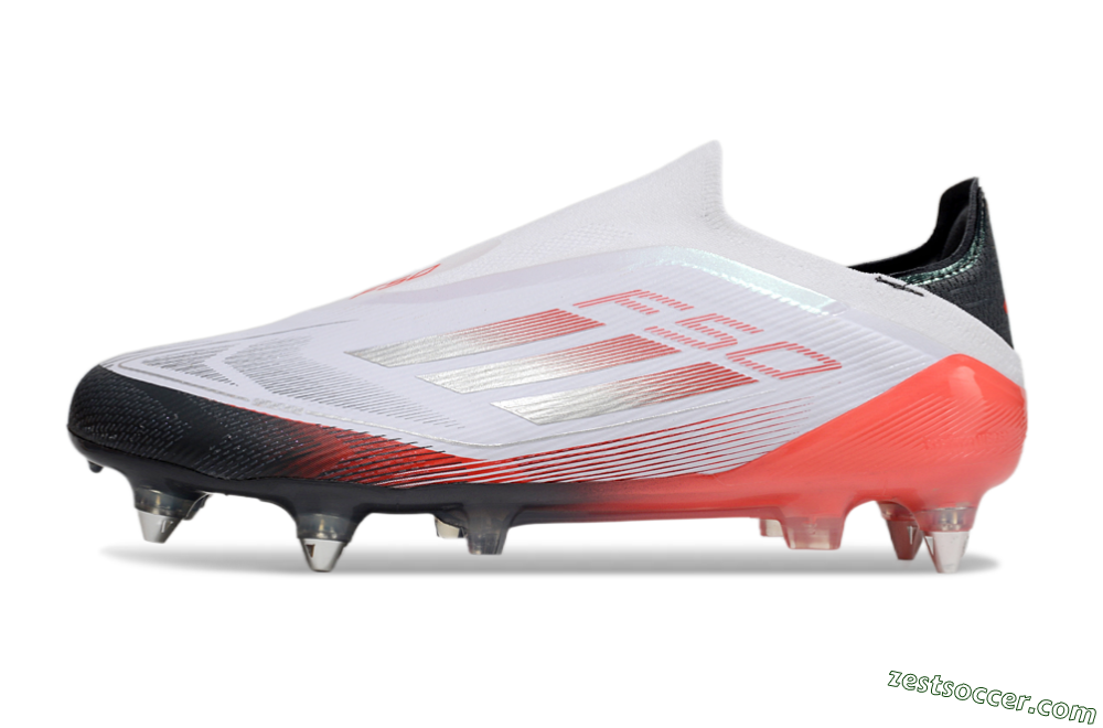 Adidas F50 Elite Laceless SG Low-Tops Soccer Cleats - White/Silver/Red/Black 2