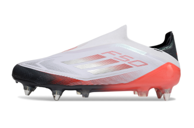 Adidas F50 Elite Laceless SG Low-Tops Soccer Cleats - White/Silver/Red/Black
