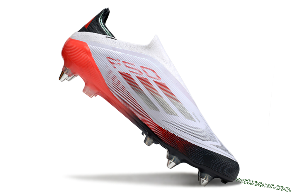 Adidas F50 Elite Laceless SG Low-Tops Soccer Cleats - White/Silver/Red/Black 4