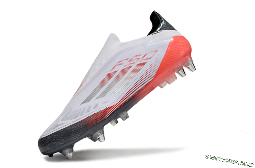 Adidas F50 Elite Laceless SG Low-Tops Soccer Cleats - White/Silver/Red/Black 5