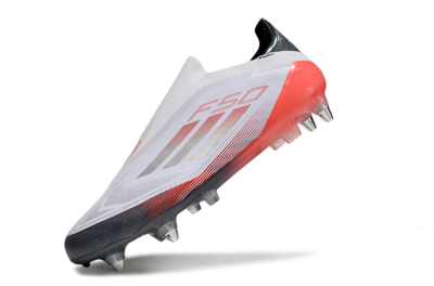 Adidas F50 Elite Laceless SG Low-Tops Soccer Cleats - White/Silver/Red/Black