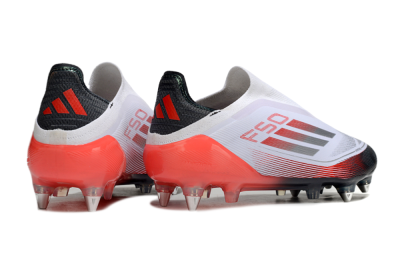 Adidas F50 Elite Laceless SG Low-Tops Soccer Cleats - White/Silver/Red/Black