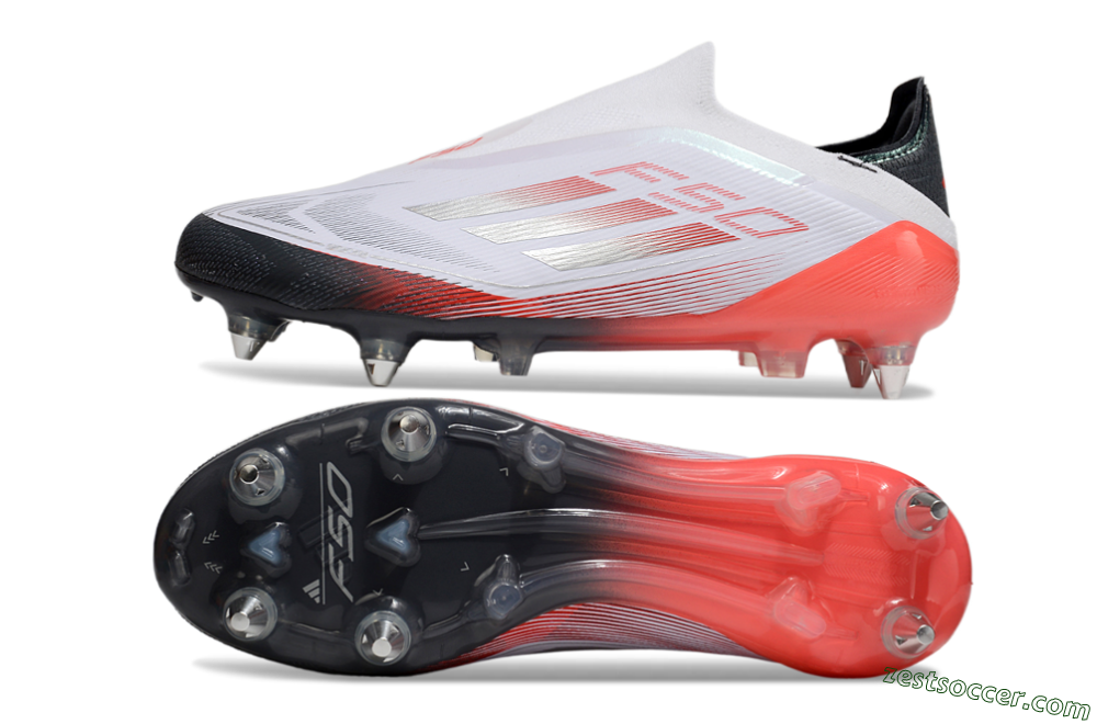 Adidas F50 Elite Laceless SG Low-Tops Soccer Cleats - White/Silver/Red/Black 1