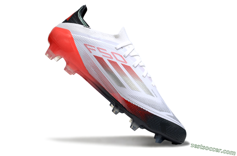 Adidas F50 Elite FG Low-Tops Soccer Cleats - White/Silver/Red/Black 4