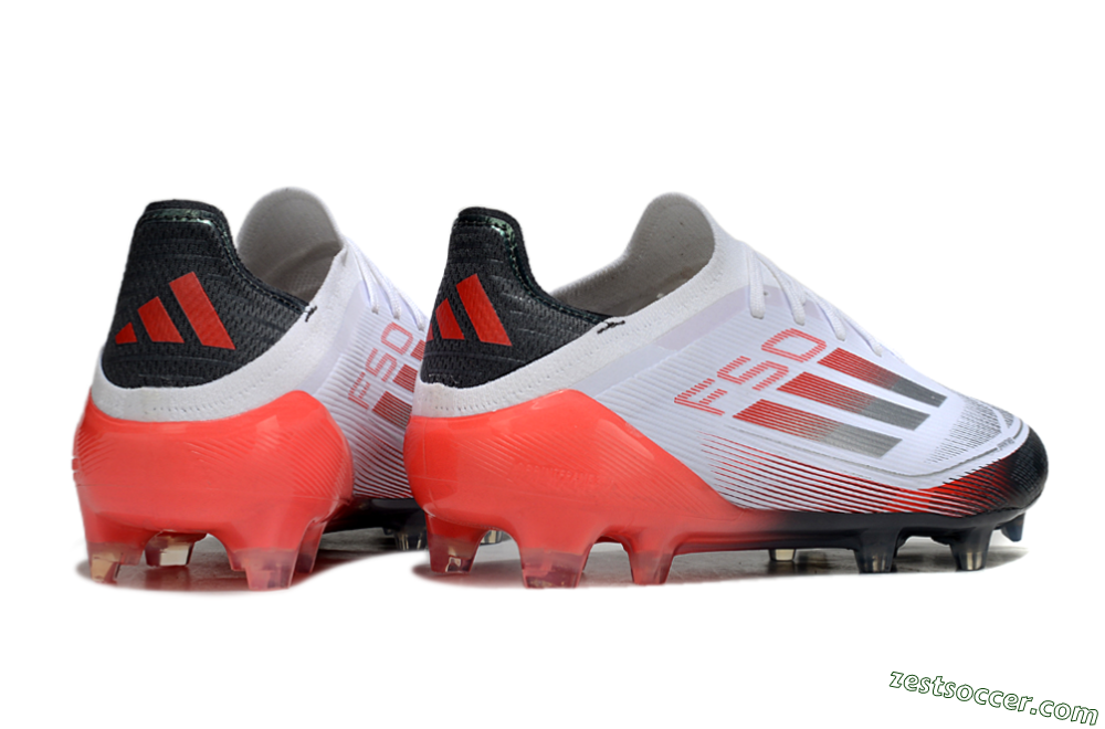 Adidas F50 Elite FG Low-Tops Soccer Cleats - White/Silver/Red/Black 6