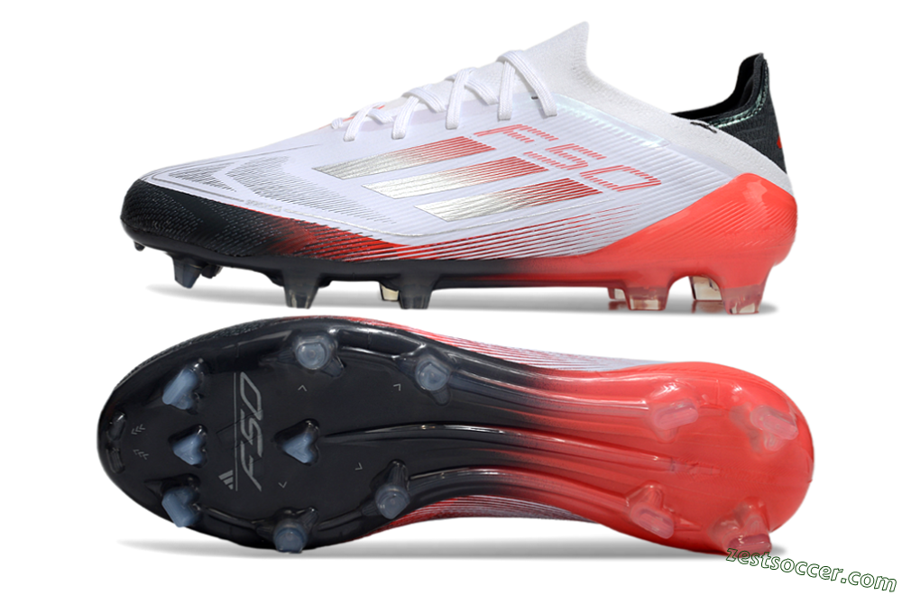 Adidas F50 Elite FG Low-Tops Soccer Cleats - White/Silver/Red/Black 1