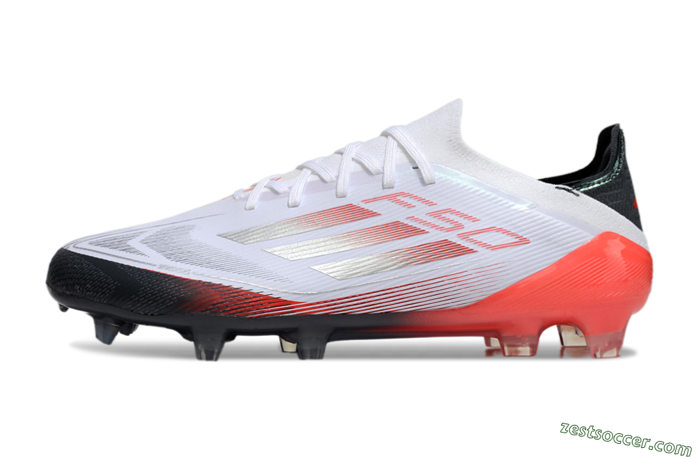 Adidas F50 Elite FG Low-Tops Soccer Cleats - White/Silver/Red/Black 2