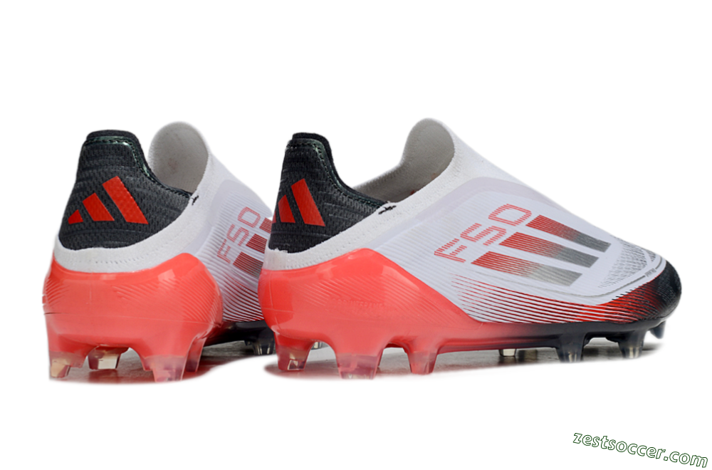 Adidas F50 Elite Laceless FG Low-Tops Soccer Cleats - White/Silver/Red/Black 6