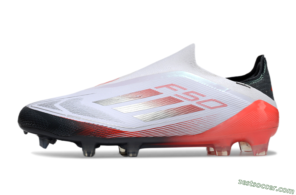 Adidas F50 Elite Laceless FG Low-Tops Soccer Cleats - White/Silver/Red/Black 2