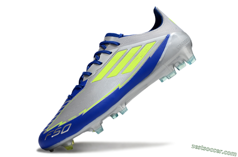 Adidas F50 Elite FG Low-Tops Soccer Cleats - Silver/Yellow/Blue 5
