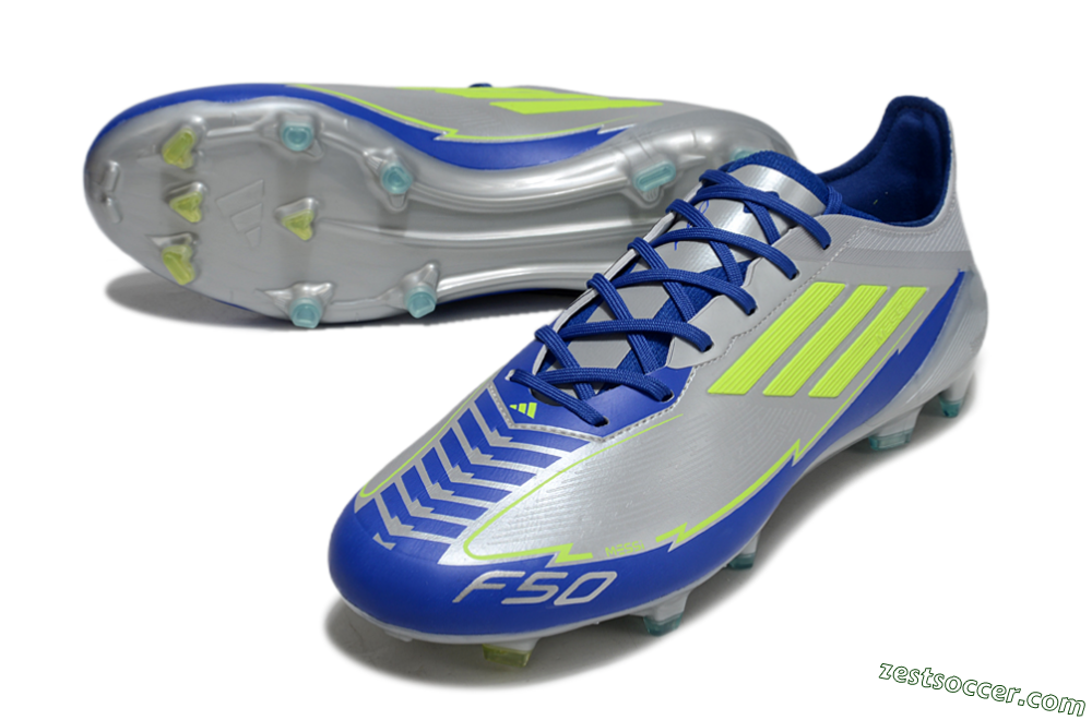 Adidas F50 Elite FG Low-Tops Soccer Cleats - Silver/Yellow/Blue 3