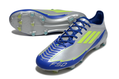 Adidas F50 Elite FG Low-Tops Soccer Cleats - Silver/Yellow/Blue