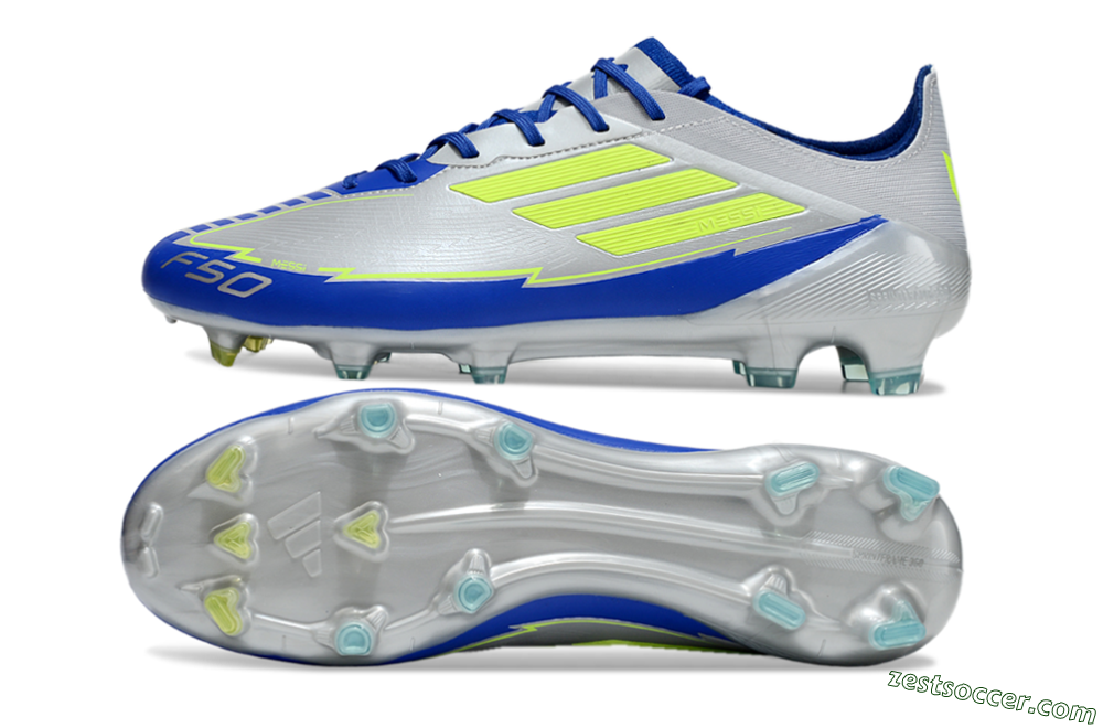 Adidas F50 Elite FG Low-Tops Soccer Cleats - Silver/Yellow/Blue 1