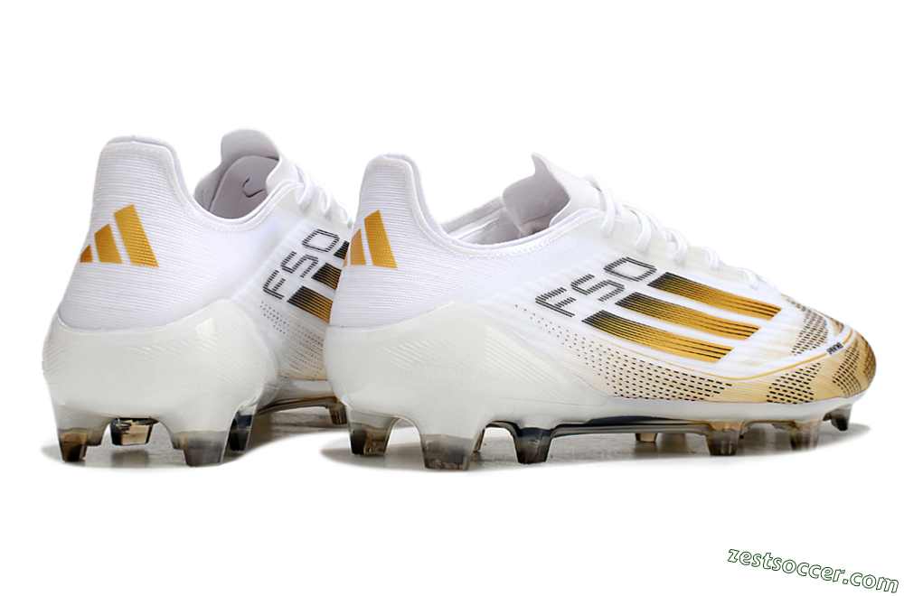 Adidas F50 Elite FG Low-Tops Soccer Cleats - White/Gold/Black 6