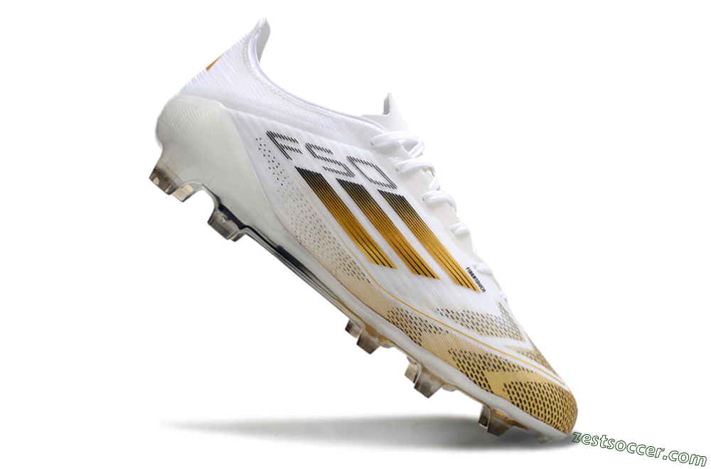 Adidas F50 Elite FG Low-Tops Soccer Cleats - White/Gold/Black 4
