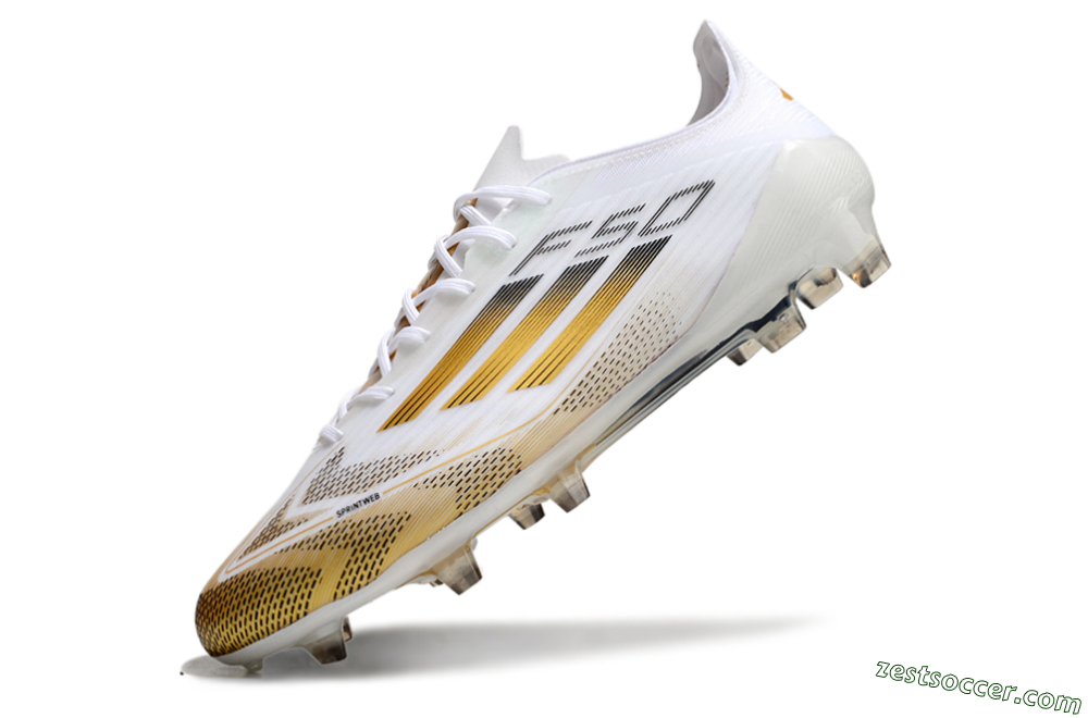 Adidas F50 Elite FG Low-Tops Soccer Cleats - White/Gold/Black 5