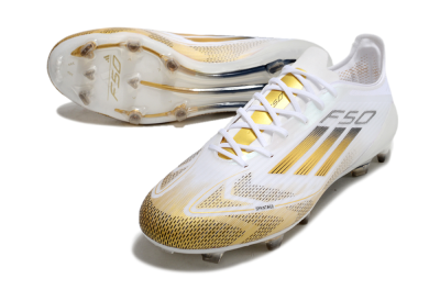 Adidas F50 Elite FG Low-Tops Soccer Cleats - White/Gold/Black