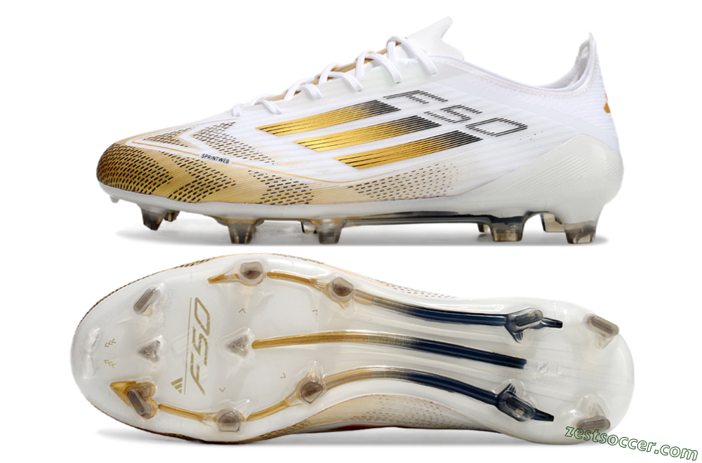 Adidas F50 Elite FG Low-Tops Soccer Cleats - White/Gold/Black 1
