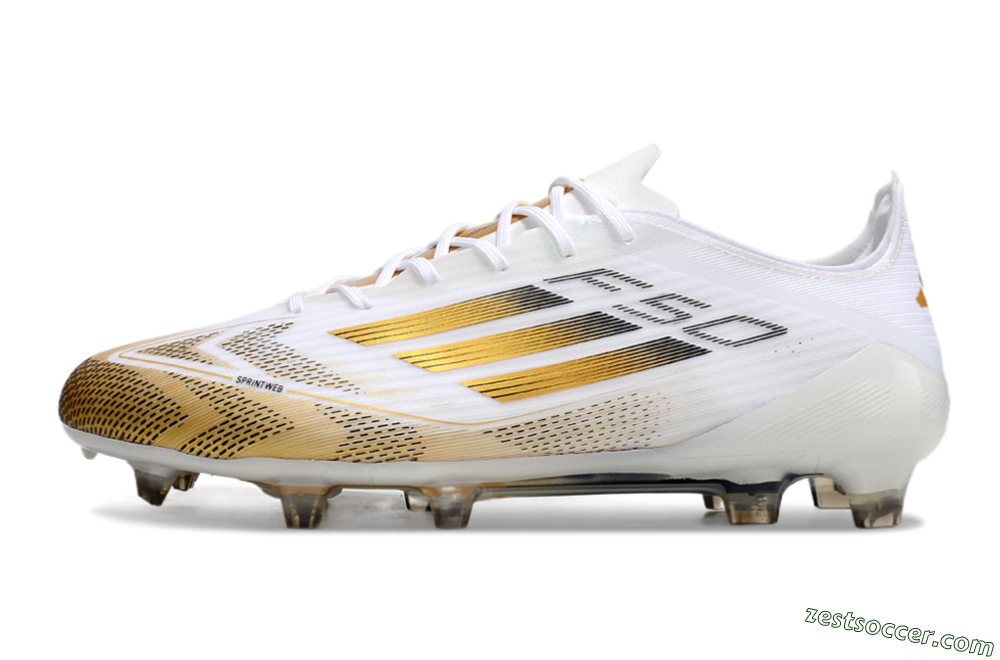 Adidas F50 Elite FG Low-Tops Soccer Cleats - White/Gold/Black 2