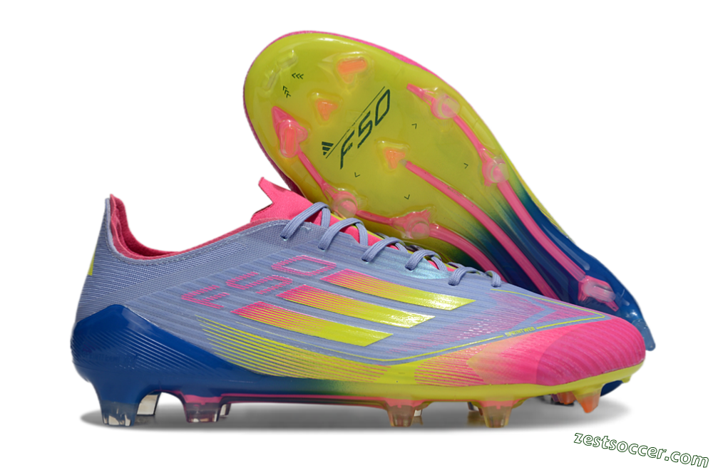 Adidas F50 Elite FG Low-Tops Soccer Cleats - Blue/Pink/Yellow 0