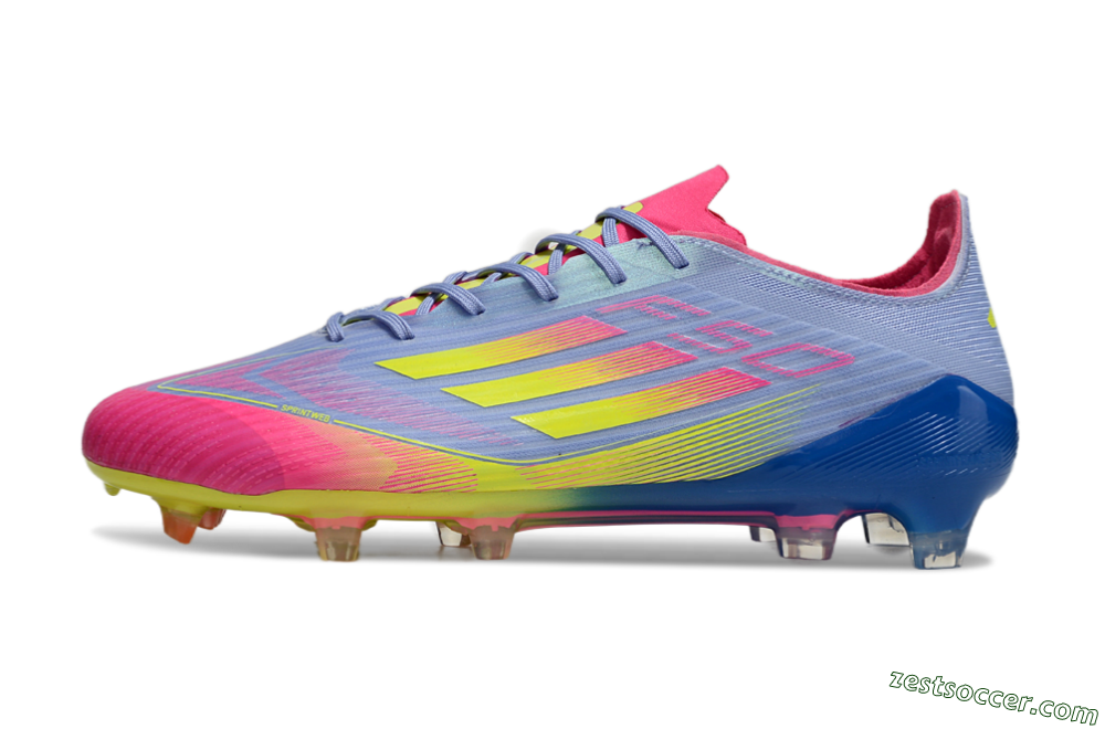 Adidas F50 Elite FG Low-Tops Soccer Cleats - Blue/Pink/Yellow 2