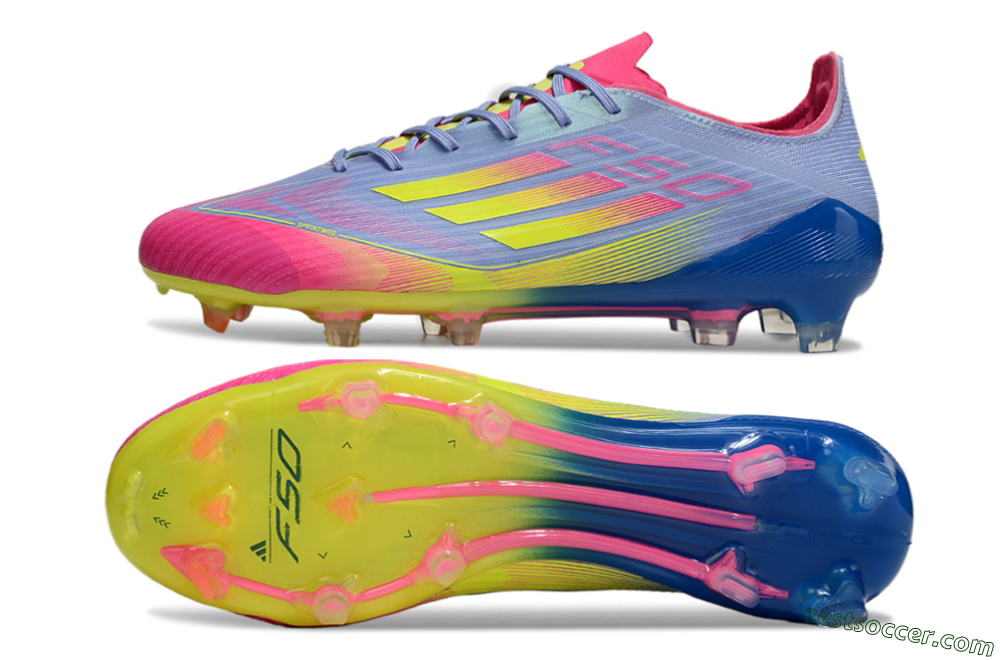 Adidas F50 Elite FG Low-Tops Soccer Cleats - Blue/Pink/Yellow 1