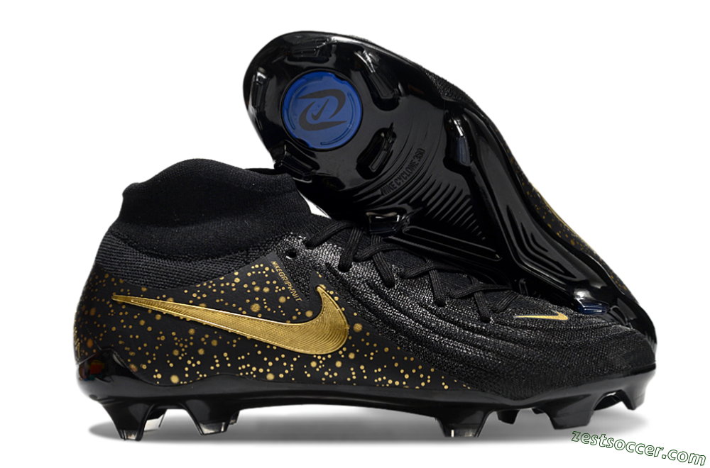 Nike Phantom Luna Elite NU FG High-Tops Soccer Cleats - Black/Gold/Blue 0