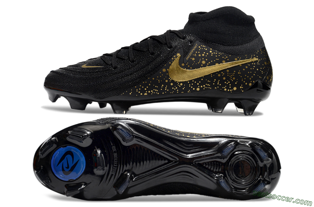 Nike Phantom Luna Elite NU FG High-Tops Soccer Cleats - Black/Gold/Blue 1