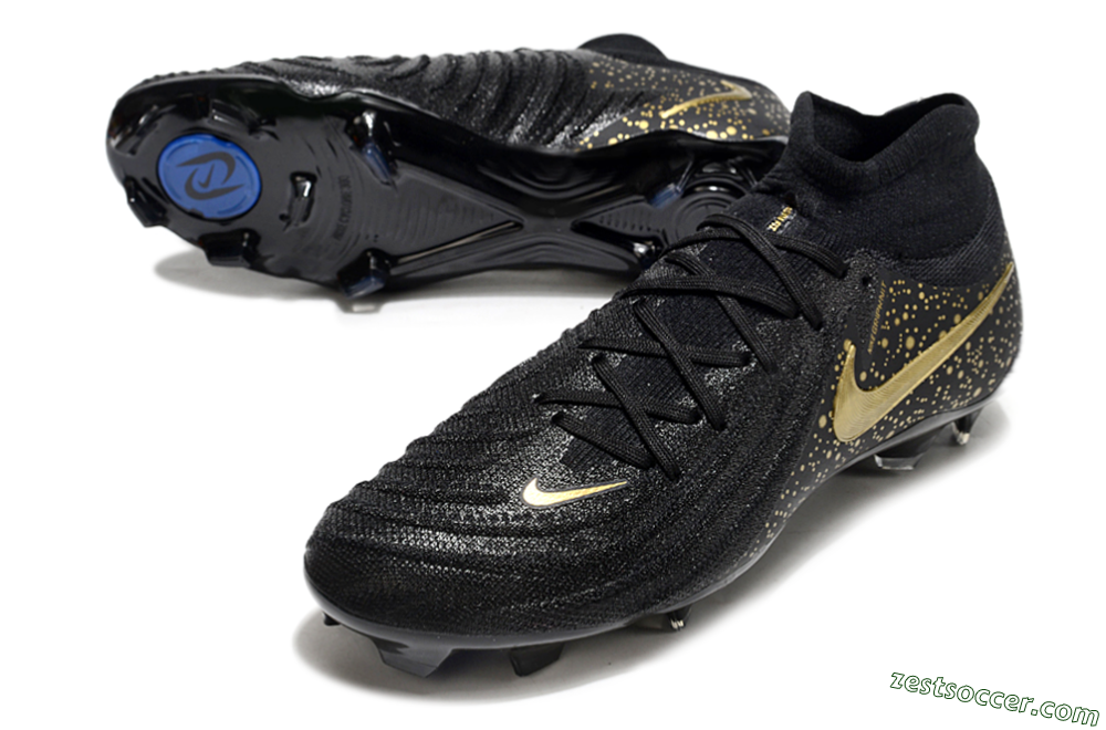 Nike Phantom Luna Elite NU FG High-Tops Soccer Cleats - Black/Gold/Blue 3
