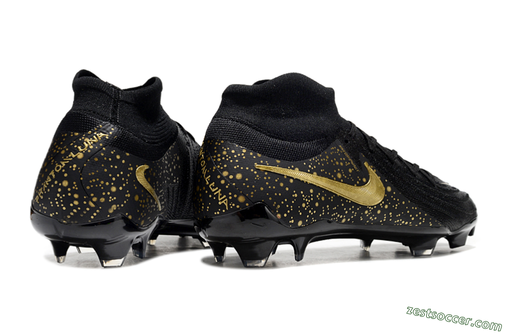 Nike Phantom Luna Elite NU FG High-Tops Soccer Cleats - Black/Gold/Blue 6