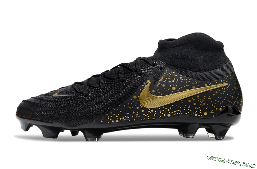Nike Phantom Luna Elite NU FG High-Tops Soccer Cleats - Black/Gold/Blue 2