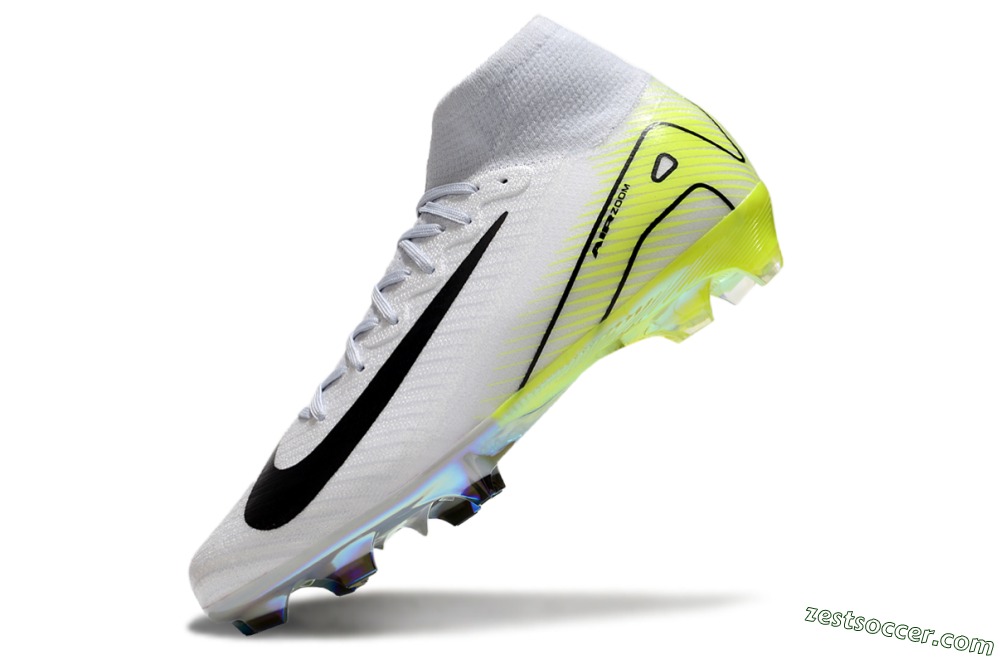 Nike Air Zoom Mercurial Superfly 10 Elite FG High-Tops Soccer Cleats - White/Black/Yellow 5