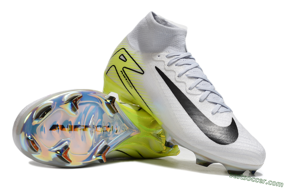 Nike Air Zoom Mercurial Superfly 10 Elite FG High-Tops Soccer Cleats - White/Black/Yellow 1