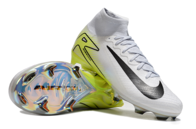 Nike Air Zoom Mercurial Superfly 10 Elite FG High-Tops Soccer Cleats - White/Black/Yellow