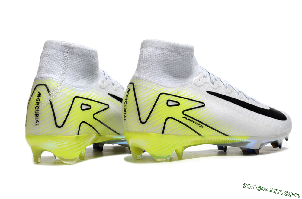 Nike Air Zoom Mercurial Superfly 10 Elite FG High-Tops Soccer Cleats - White/Black/Yellow 6