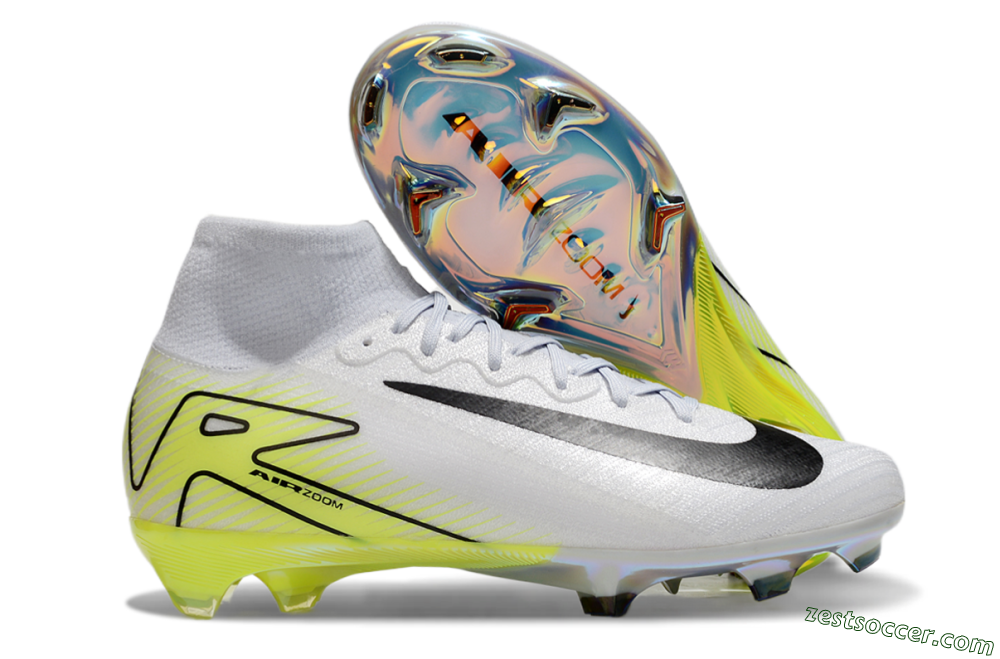 Nike Air Zoom Mercurial Superfly 10 Elite FG High-Tops Soccer Cleats - White/Black/Yellow 0