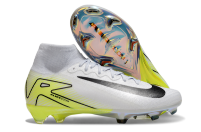 Nike Air Zoom Mercurial Superfly 10 Elite FG High-Tops Soccer Cleats - White/Black/Yellow