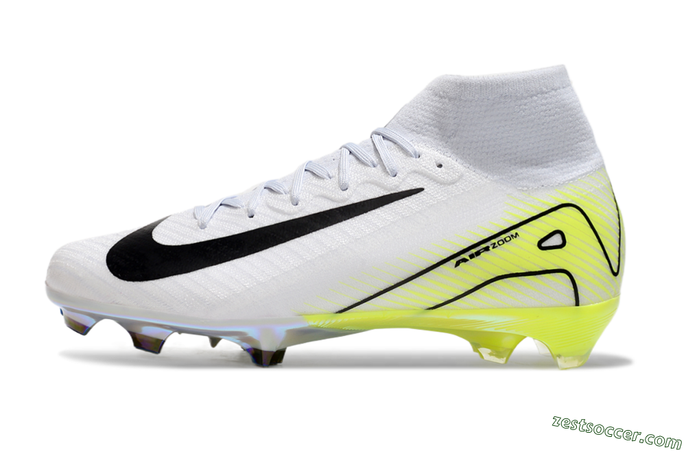 Nike Air Zoom Mercurial Superfly 10 Elite FG High-Tops Soccer Cleats - White/Black/Yellow 2