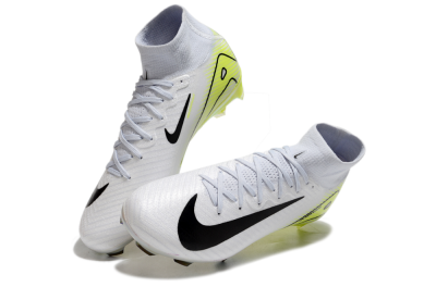 Nike Air Zoom Mercurial Superfly 10 Elite FG High-Tops Soccer Cleats - White/Black/Yellow